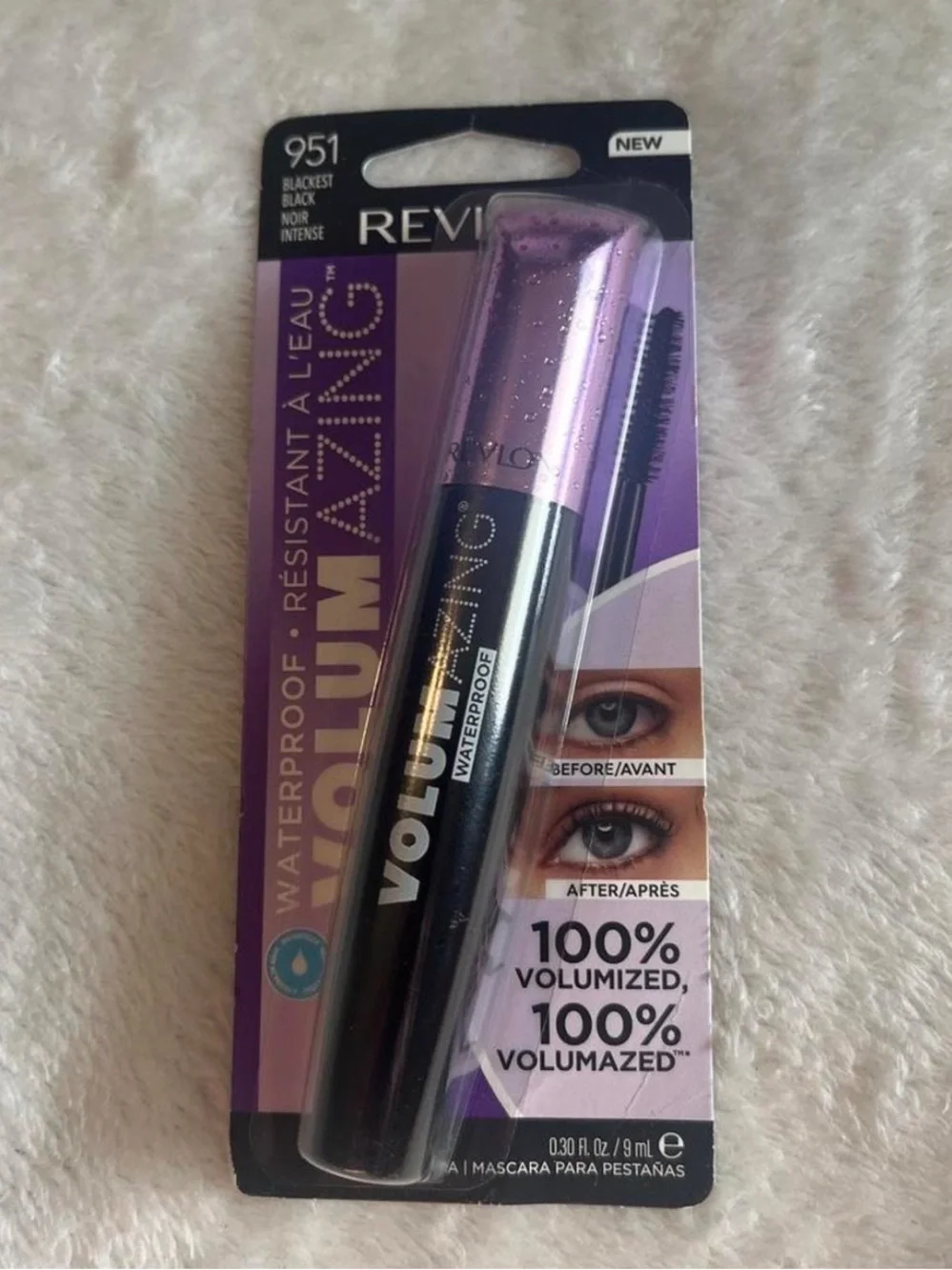 NWT Set of Revlon Volumazing Waterproof Mascara & Eyelash Curler Blackest Black